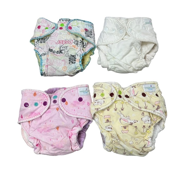 Twinkie Tush Cloth Diaper Bundle Fabric Diaper Baby Adjustable Pink Yellow - Picture 1 of 14